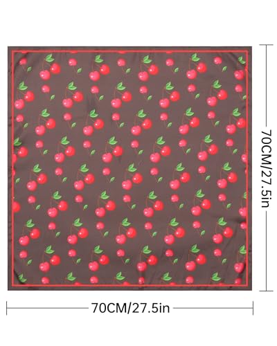 AWAYTR 27.5” Square Satin Head Scarf Hair Scarf for Women's Hair Silk Bandana for Women Silk Head Wrap for Sleeping - color: Brown+cherry