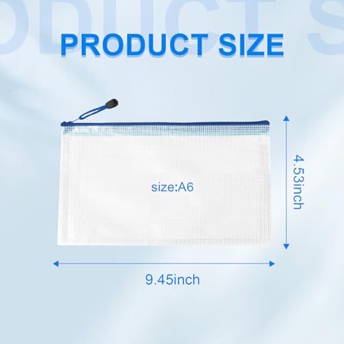 100 Pcs A6 Mesh Zipper Pouch Multipurpose Waterproof Pencil Bags 9.4" x 4.5" Small Mesh Zipper Pouches for School Office Supplies Organization, Multicolor Puzzle Bags 10 color