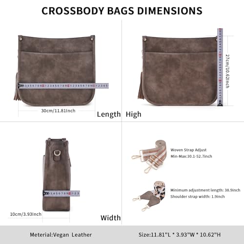 HKCLUF Crossbody Bag Purse for Women 2PCS/Set Leather Hobo Handbag Wallet Set With 2Adjustable Guitar Strap Shoulder Bag | Purse - color: 03 Apricot