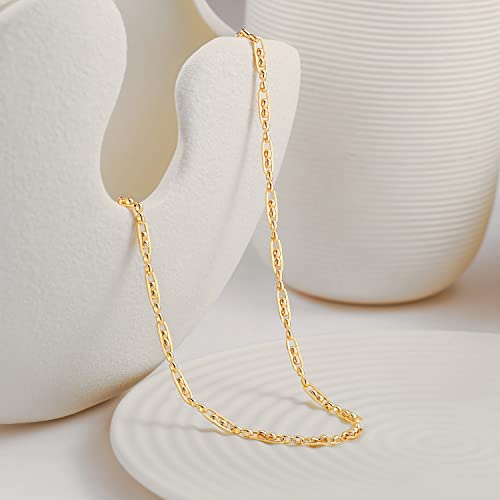 Aobei Pearl 18K Gold Plated Paperclip Chain Choker Satellite Chain Freshwater Cultured Biwa Pearl Pendant Necklace Dainty Turquoise Jewelry for Women - color: Paperclip & Infinity Link Chain