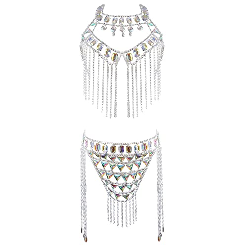 Women's Sexy Suit Body Chain - color: Silvery Color-A-Body Chain Suit-3