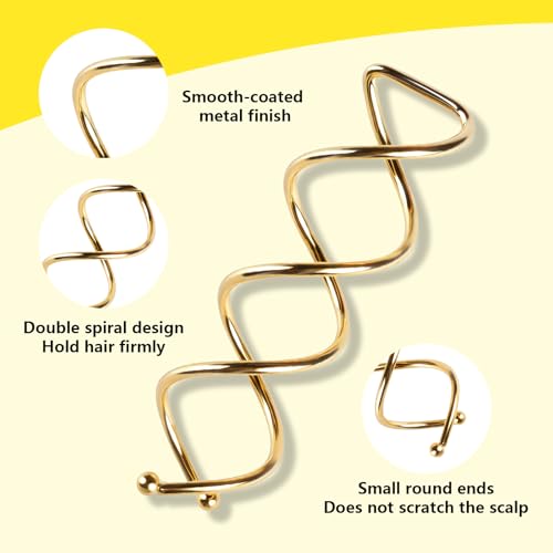 Teenitor 20Pcs Spiral Bobby Pins, Spiral Hair Pins Spin Pins for Hair, Hair Bun Maker, Hair Twist Bobby Pins for Buns Dance Accessories with 10 Hair Ties, Blonde - color: Blonde