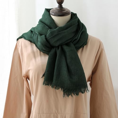 Harewom Lightweight Gauze Linen Feeling Shawl Wraps for Women Beach Summer Scarf for Evening Wedding Dresses - color: Shawl Wraps - Dark Green