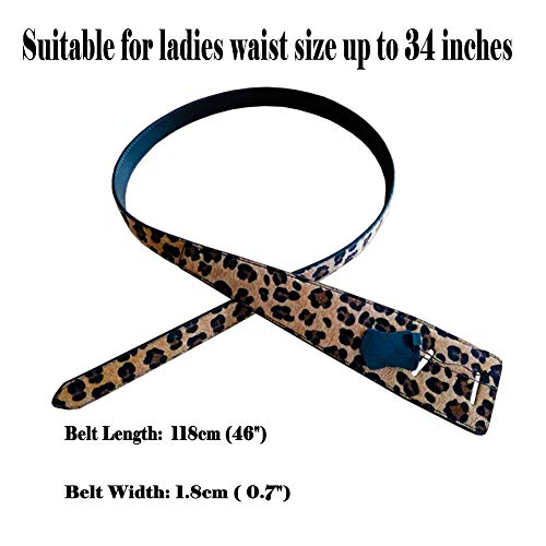 ALAIX Women's Leather Belt Dress Belt for Jeans Jumpsuit Coat Fashion Tie a Knot Genuine Leather Waist Belt - color: Leopard, size: Waist Size up to 34 inches