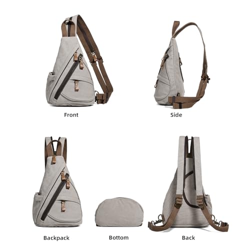 KL928 Canvas Sling Bag Small Crossbody Purse Casual Backpack for Men Women(Small Version, Leaden) - color: Medium-leaden