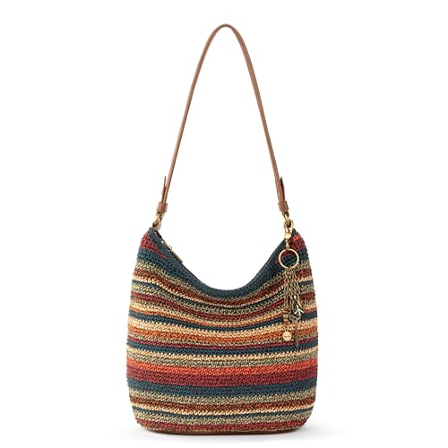 The Sak Sequoia Hobo Bag - Hand Crochet Large Women's Purse for Everyday & Travel - Durable Handbag & Tote With Zipper Pocket - color: Woodland Stripe