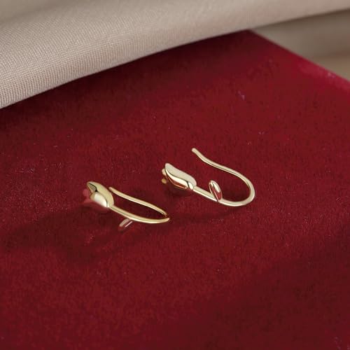 Reffeer Solid 925 Sterling Silver Flower Crawler Cuff Earrings Wraps for Women Teens Tulip Flower Wrap Earrings - color: B-Yellow