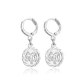 U7 Allah Necklace for Women/Men, 18K Gold Plated Square/Oval/Coin/Heart/Crescent Moon Islamic Pendant Necklace Muslim Jewelry with Chain - color: 06.Coin Earrings Platinum