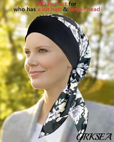 Chemo Headwear for Women Head Scarf Headwraps Silky Soft Turbans for Women Cancer Hats Chemo Beanie Coverings Scarves - color: C Big Black Pattern 2