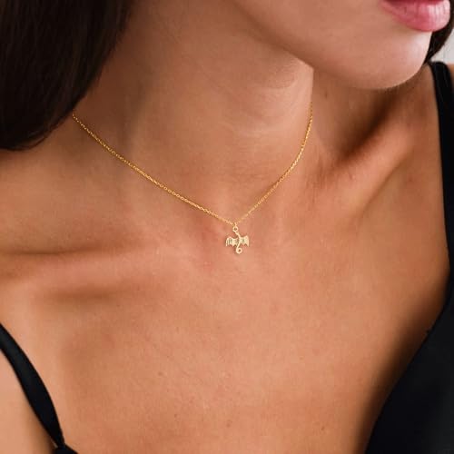 VRIUA Gold Necklace for Women - 14K Gold Plated Dainty Italian Horn Star of David Butterfly Bow Sun Lotus Volleyball Baseball Cowboy Boots Necklace Jewelry Everyday for Women - style: Dragon