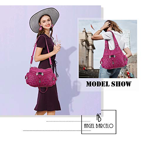 Angel Barcelo Purses for Women Large Shoulder Bag Soft Hobo Bags for Women - color: Rose