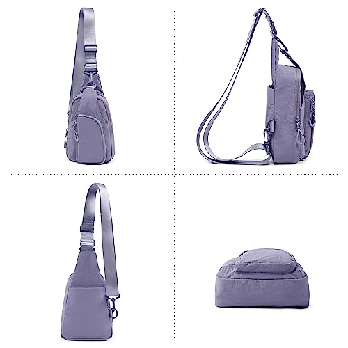 ODODOS Sling Bag with Adjustable Straps Crossbody Chest Bag Lightweight Backpack for Casual Traveling Hiking - color: Ultra Violet
