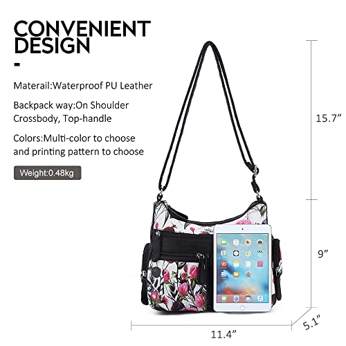 Angel Kiss Crossbody Bags for Women, Ladies Shoulder Handbags and Purses Medium Faux Leather Pocketbooks | Ladies - color: 7pink/Black