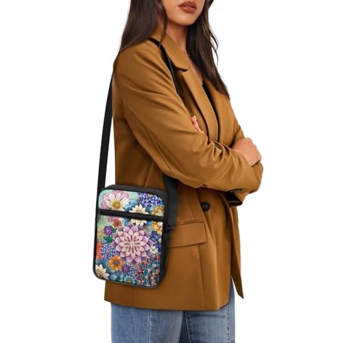 Womens Crossbody Bag Cell Phone Purse Wallet Small Shoulder Handbag for Workout Travel Gym - color: Coloured Mandala