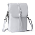 befen Genuine Leather Small Crossbody Bags for Women, Multi Pocket Cell Phone Crossbody Purse with RFID Blocking Card Slots - color: White