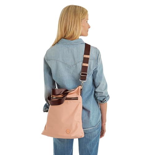 shortyLOVE Wonder Crossbody Messenger Bag - Womens Stylish Nylon Travel Handbag with 55" Adjustable Removable Strap - color: Peach