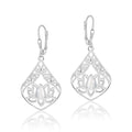 LeCalla 925 Sterling Silver Filigree Dangle Drop Leverback Earrings for Women | Long 925 Silver Dangle Leverback Earrings Hypoallergenic Filigree Tear drop Earrings Jewelry - style: Moonstone Flower-35mm