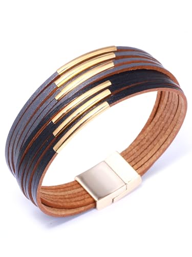 Long tiantian Boho Bracelets for Women Western Jewelry for Women Leather Wrap Bracelets Stackable Bangle Western Outfit for Women - color: hang loose bracelet(grey)