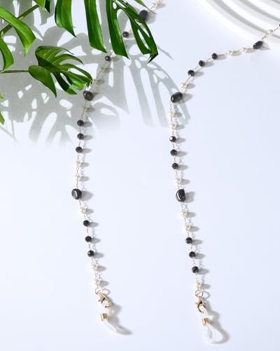 Bohemia Glasses Chain for Women - Boho Sunglasses Holders Around Neck Eyeglasses Charms for Eyewear Retainer Strap - color: Black