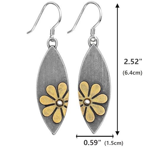 Boho Earrings, Statement Earrings, Teardrop Sunflower Earrings, Dangle Ethnic Earrings for Women, Handmade Bohemian Trendy Boho Vintage Jewelry - style: Daisy