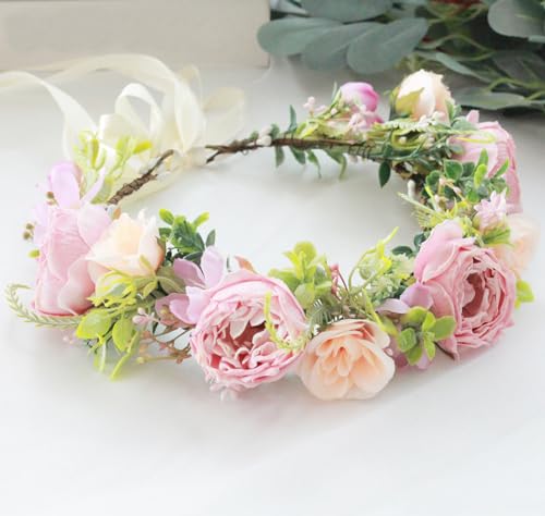 Vivivalue Fairy Floral Crown Woodland Elf flower Headband Elven Wreath for Women Halloween Wedding Cosplay Photo Props Renaissance Lavender - color: 2