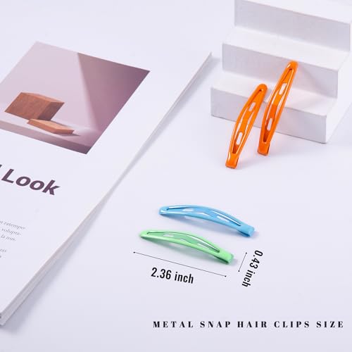 16 PCS Snap Hair Clips Metal Barrettes for Women Non Slip Barrettes for Thick and Thin Fine Hair,Bright Multicolor,2.36 x 0.43 Inches. - color: Bright Multicolor