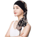 Headwear Turbans for Women - Lightweight Head Scarf for Women's Hair Chiffon Elegant Headwraps Hats - color: Black-peony