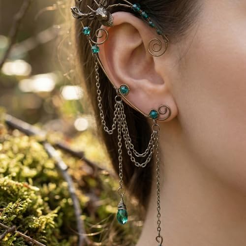 FRESHME Fairy Elf Ear Cuffs - Renaissance Costume Renfaire Non Pierced Elven Ear Climber Cosplay Medieval Fantasy Accessories - color: Bronze