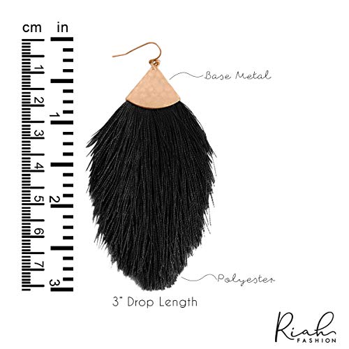 Bohemian Silky Thread Fan Fringe Tassel Statement Earrings - Lightweight Strand Feather Shape Dangles - color: Feather Fringe - Burgundy