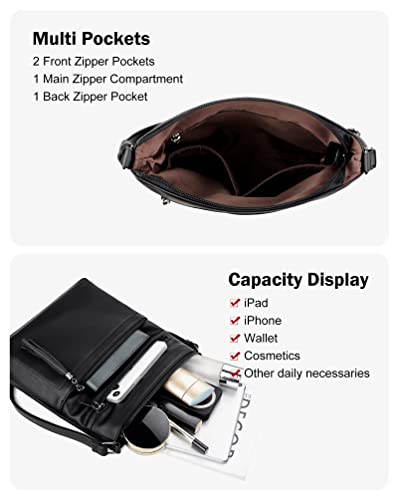 MASINTOR Crossbody Purses for Women, Multi Pocket Casual Crossbody Bag, Adjustable Strap Shoulder Bag with Tassel - color: Pure Black