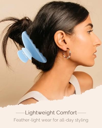 MAORULU Cute Claw Clip for Women – 4.3'' Large Acetate Hair Clips for Thick Thin Curly Long Hair, Durable Hair Clamps Non-slip Jaw Clip, Strong Hold, Stylish French Design (Blue) - color: Blue