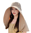 Sun Hats for Women Sun Protection Wide Brim Shawl with Neck Flap Hiking Visor Hat Outdoor Summer Beach - color: Khaki