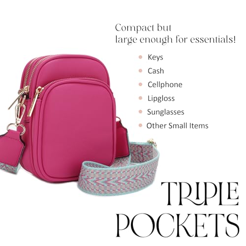 Mali+Lili, Josie Triple Zip Crossbody Bag - color: Fushia