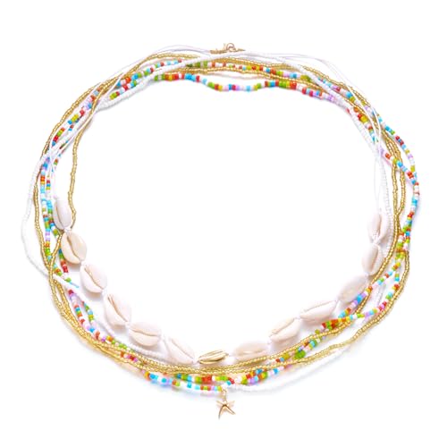 Boho Waist Beads Chains Set Colorful Summer African Belly Chain Elastic Waist Beads for Weight Loss Body Chains Bikini Beads Jewelry for Women - color: Colors 6pcs