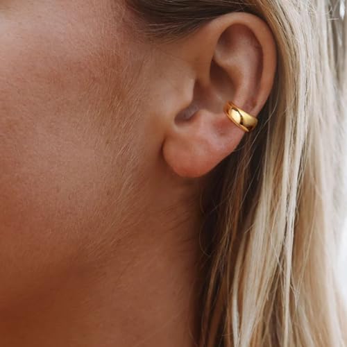 Ear Cuffs Non Piercing 14K Gold Plated Ear Cuff Earrings for Women Trendy Clip on Cartilage Earring Stacks Non Pierced Adjustable Fake Earrings Set Jewelry - color: B5:gold ear cuff 3pcs
