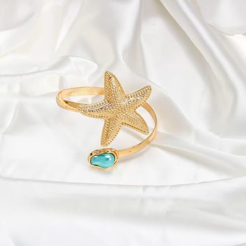 Arm Cuff for Women Gold Upper Arm Bracelet Minimalist Adjustable Cuffs Bangle Punk Dress Jewelry - style: Star B