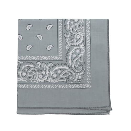 Motique Accessories 22 Inch Cotton Paisley Bandana - color: Light Grey