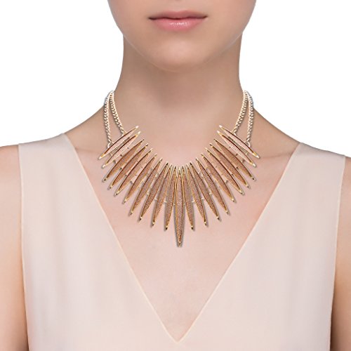 MOLOCH Sparkling Druzy Leaf Choker Necklace Fashion Gold-Tone Collar Necklace Bib Statement Chunky Tribal Necklace Woman Jewelry - color: Gold