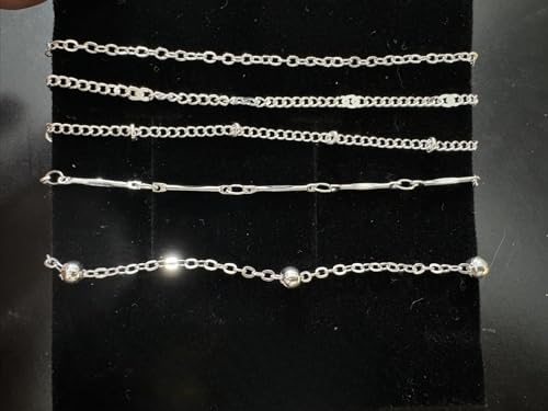 5-Pack Layered Anklet Set for Women, Simple Minimalist Adjustable Anklets, Boho Beach Foot Chain Jewelry, Silver & Gold Tone, Fashion Everyday Accessories, Summer Gifts