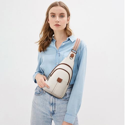 cakang Womens Sling Bag Crossbody Bags for Women Vegan Leather Sling Backpack Daypack Fanny Pack Crossbody Purse Travel - color: 4-white Brown