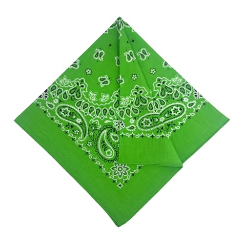Single Pack Bandanas 60s Premium Cotton Soft Thin Handfeel Large Handkerchief for Men and Women - color: Green