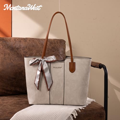 Montana West Tote Bags for Women Top Handle Satchel Purses - color: Ivory Beige