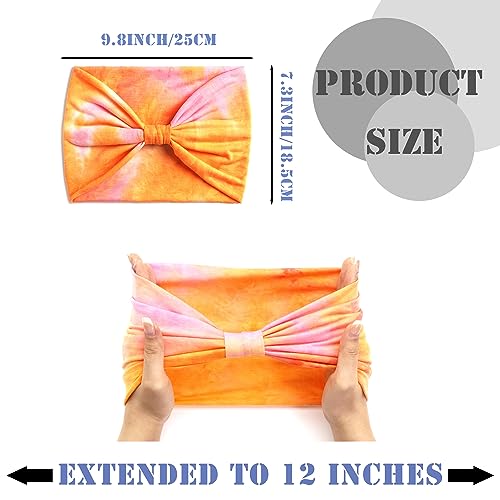 FULZTEY Wide Headbands for Women Fashion Boho Head Bands Pink Tie Dye Headwrap Elastic Yoga Sports Workout Hairbands Knotted Bandanas Soft Fabric Turban Hair Accessories for Teenage Girls 3Pcs - color: Style 25