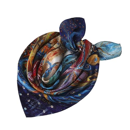 STARWHISPER 100% Pure Mulberry Silk Square Scarf-27''x27 Lightweight Hair Scarves Headscarf Night Sleeping with Gift Packed - color: Birdsong