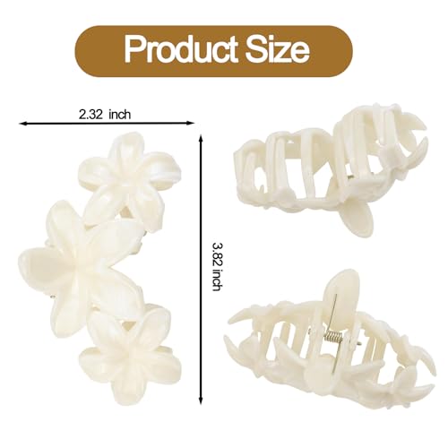 4Pcs Cute Hawaiian Flower Claw Hair Clips for Women Beige Plumeria Large Claw Clips for Thick Thin Hair Strong Hold Beach Hair Accessories for Women and Girls - color: 20-Colorful