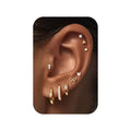 M MOOHAM Hypoallergenic Flat Back Earring Stack for Women Teen Girls, 14K Gold Plated Small Huggie Hoop Earrings Trendy Dainty Gold Cartilage Stud Earring Stacks Set Jewelry Gifts for Women Girls - color: 14K-Gold-Plated