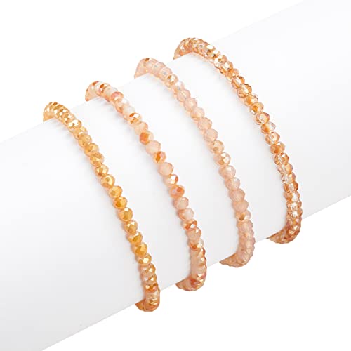 Noessla Beaded Boho Stretch Bracelet Colorful Stackable Crystal Beads Bracelets Trendy Costume Jewelry Mothers Day Gifts for Women - color: Orange