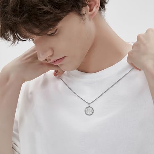 Celtic Necklace for men Sterling Silver Celtic Knot Triquetra Triangle Trinity Necklace Gift for Men - color: B-Silver