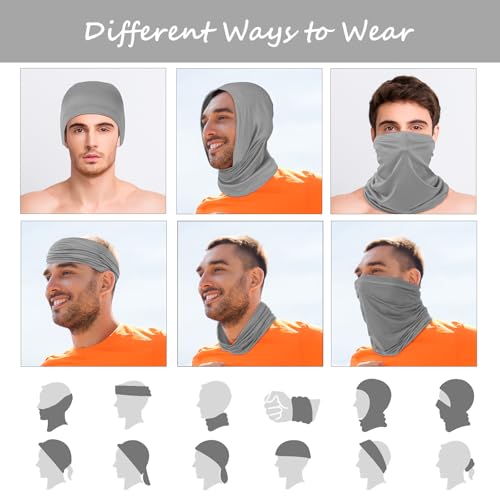 Geyoga 6 Pieces Summer UV Protection Cooling Neck Gaiter Face Clothing Neck Gaiter Mask Scarf Sunscreen Breathable Bandana - color: Light Color
