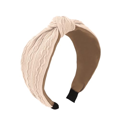 Ondder Top Knot Headband for Women Khaki Fabric Non Slip Fashion Wide Knotted Headbands Hair Accessories for Women Girls - color: Khaki